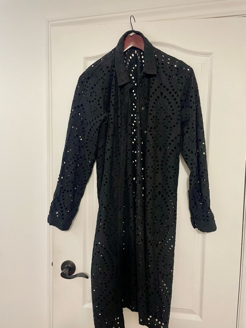 Black Eyelet Swim Coverup Shirt Dress